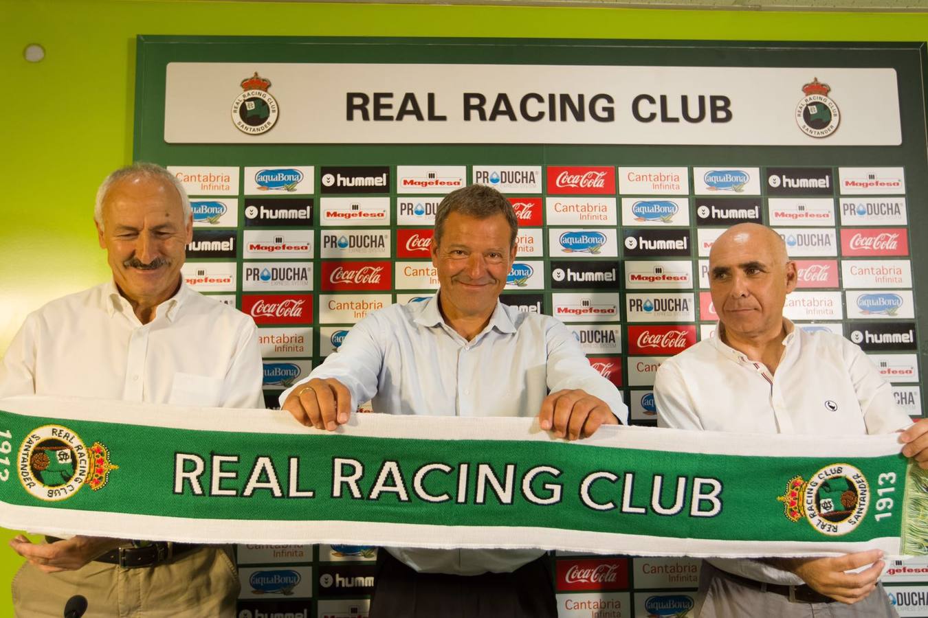 Sañudo, Viadero e Higuera, en la presentación del técnico