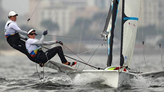 Betanzos, en primer término, y Echegoyen, en un entrenamiento estos días en la bahía de Guanabara.