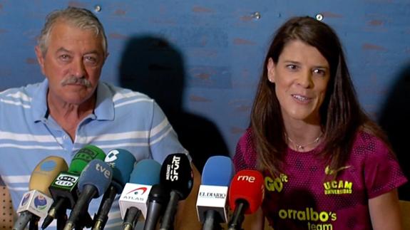 Ramón Torralbo y Ruth Beitia, durante la rueda de prensa.