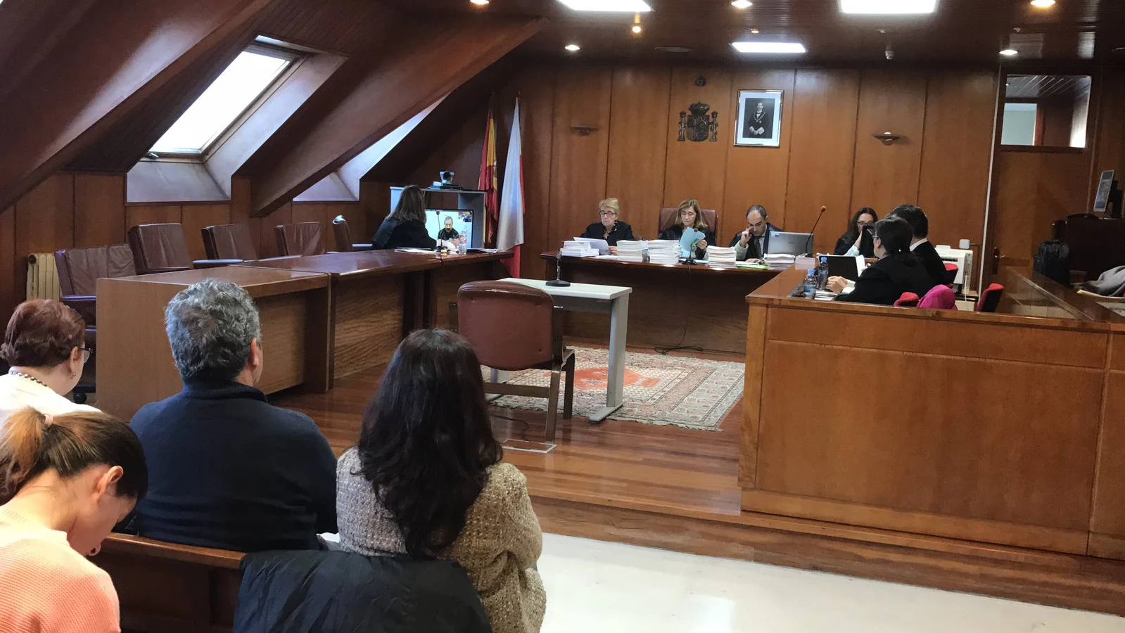Los acusados, los exconcejales Elisa Dopico y José Miguel Rodríguez, y la exveterinaria municipal, sigue el testimonio de Urruticoechea por videoconferencia.