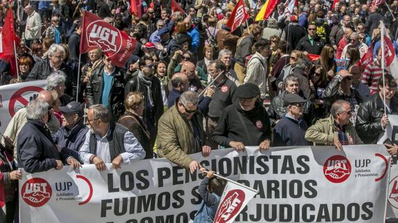 Los pensionistas, en la maniesfación del 1º Mayo de 2016.