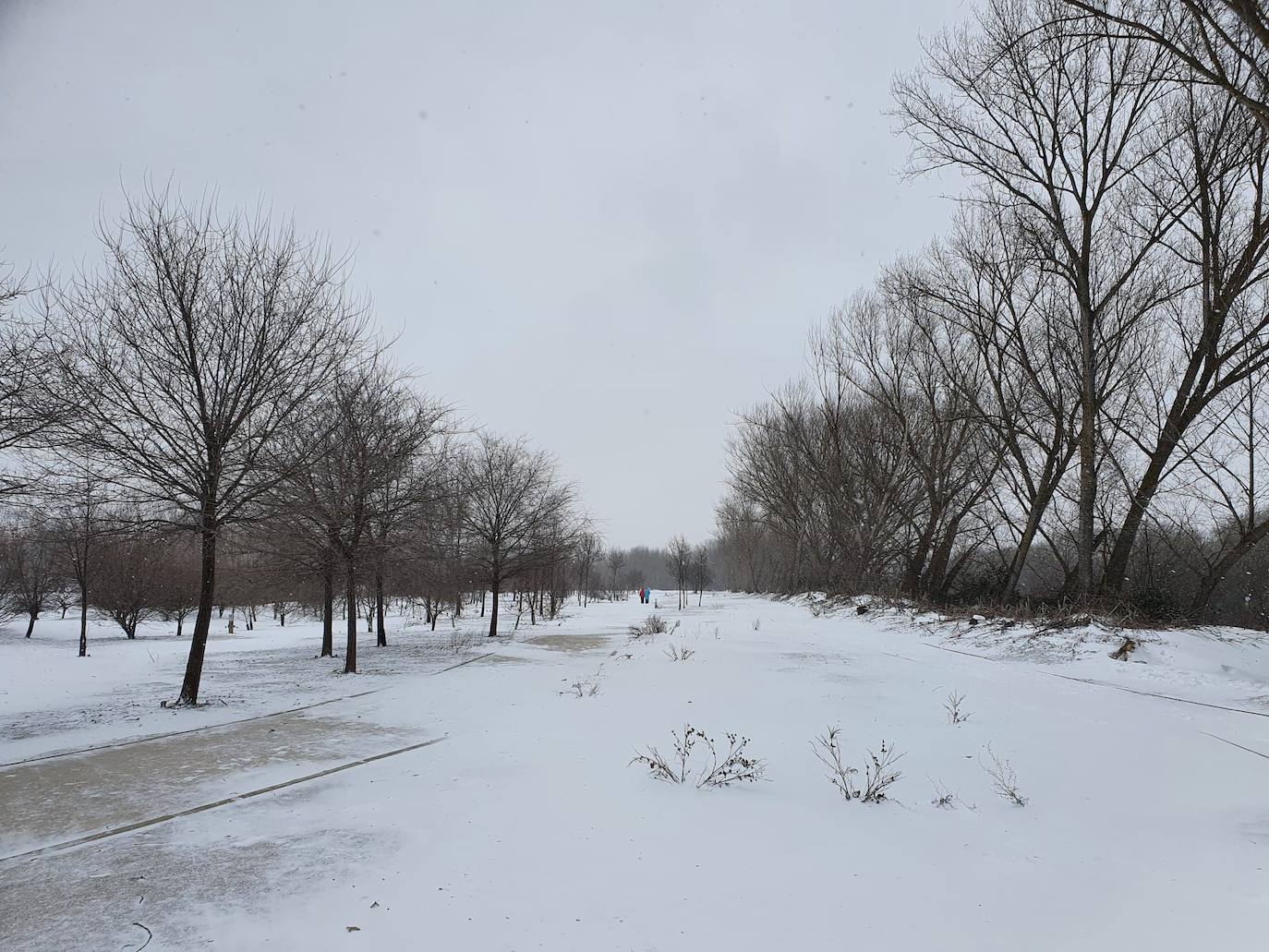 Aspecto que presentaba la plaza España de La Flecha, en Arroyo de la Encomienda,a primera hora de la mañana. 