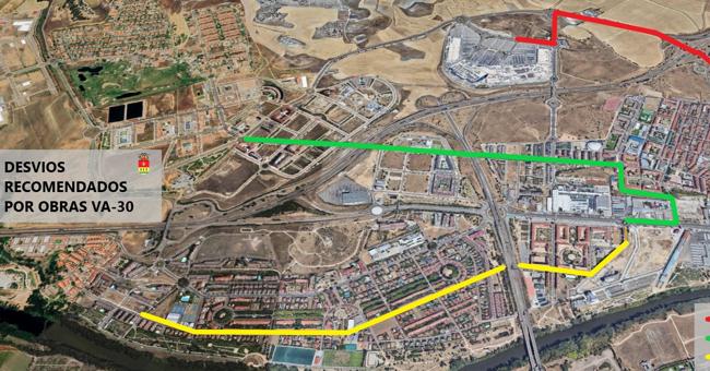 Desvíos recomenados por obras