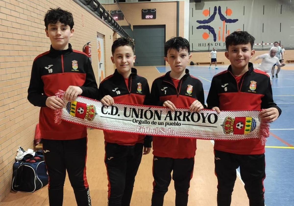 Yeray Hornero, Diego Baraja, Beltrán García y Saúl Iglesias durante su primer entrenamiento con la selección de Castilla y León