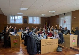 Los concejales votando la propuesta de bonificar la cuota del ICIO