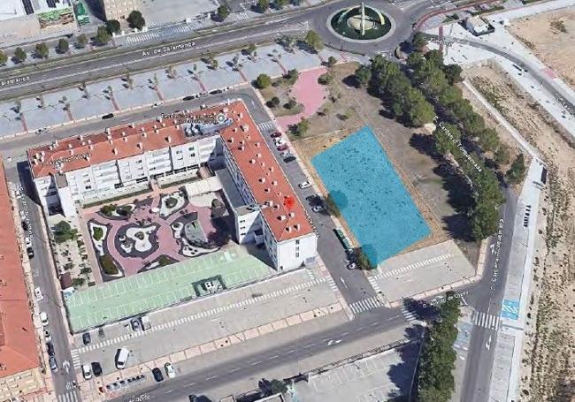 Imagen aérea que muestra donde se ubicará la comisaría de policía