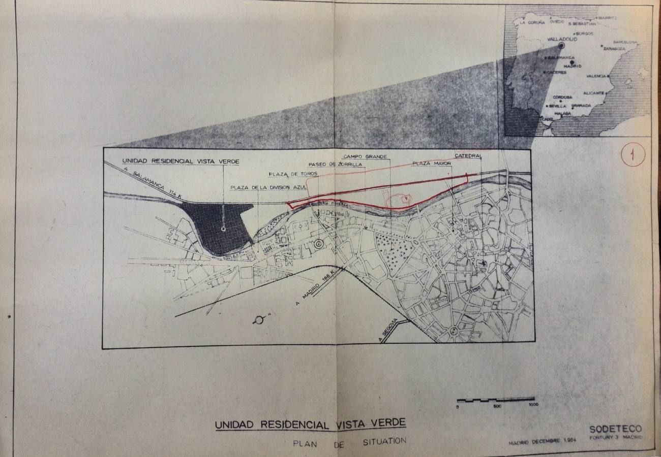 Plano de los terrenos donde se proyectaría la ciudad jardín. 