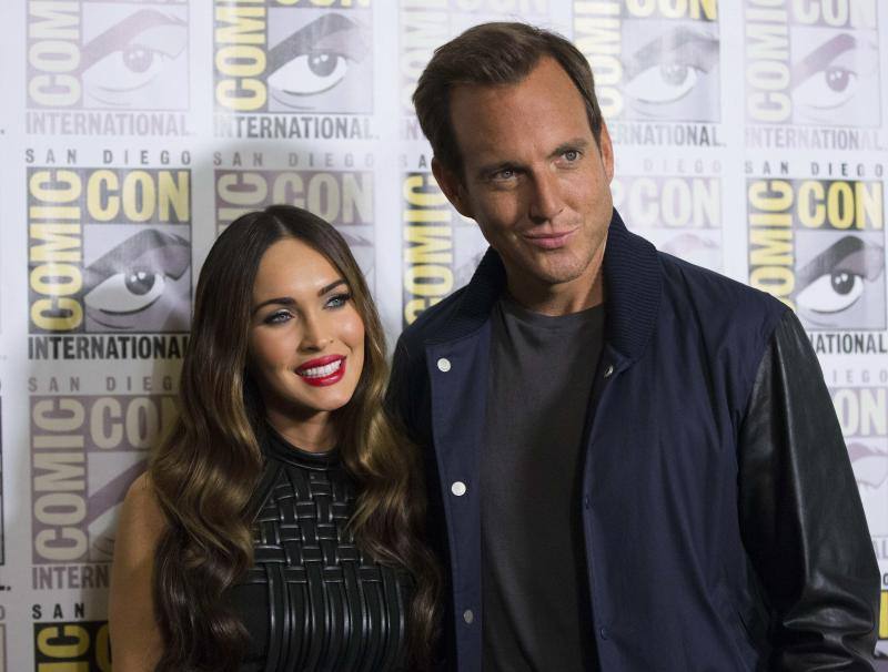 Megan Fox y Will Arnett antes de la rueda de prensa de la película 'Teenage Mutant Ninja Turtles'