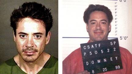 Robert Downey Jr.. Sus adicciones a las drogas y al alcohol le han hecho pasar en multitud de ocasiones por la comisaría.