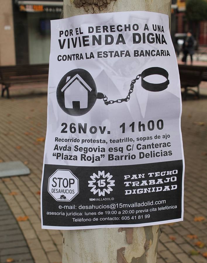 Protesta contra los desahucios en el barrio de Delicias de Valladolid