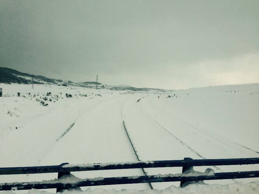 Estado de la A-67 a la altura de Aguilar de Campoo.