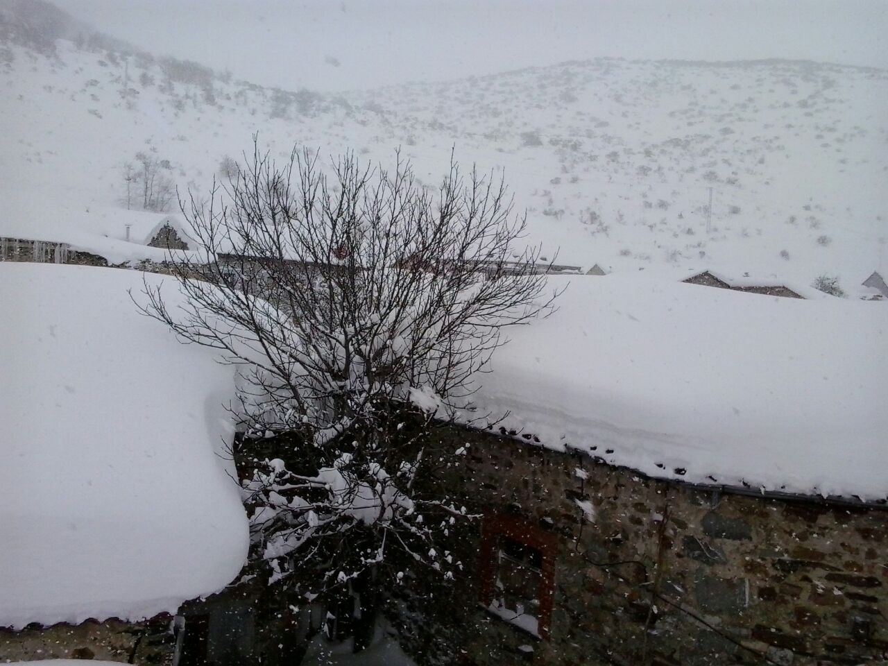 Impresionante nevada en la localidad leonesa de Cofiñal