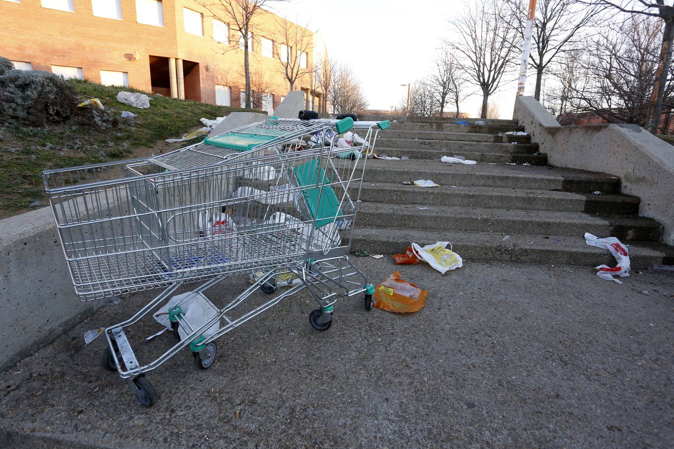 Restos del macrobotellón celebrado en el Campus de Vegazana de León