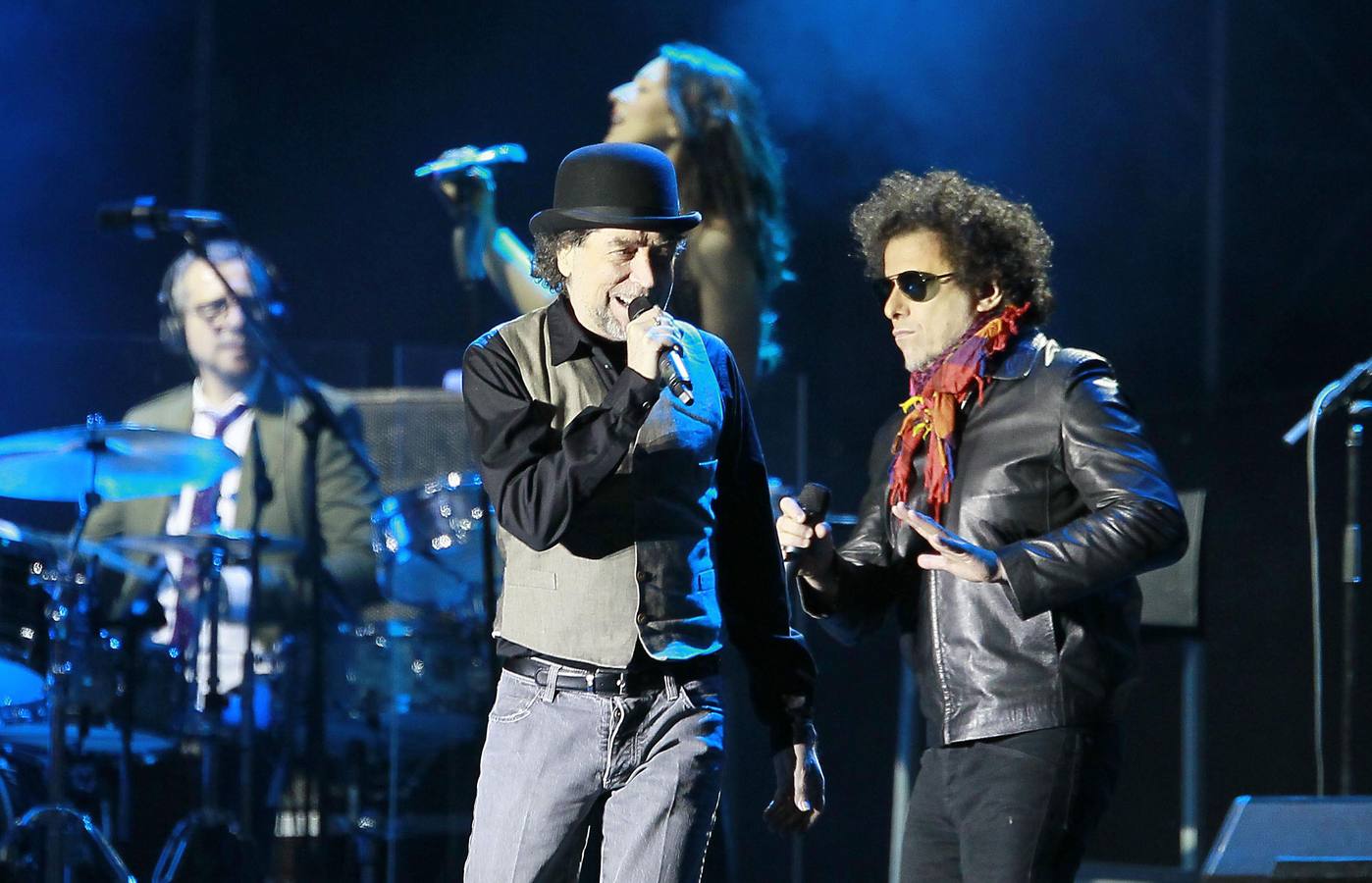 02.07.11 Joaquin Sabina y Andrés Calamaro en el VI Festival de Músicos en la Naturaleza celebrado en la finca de El Mesegosillo en la localidad abulense de Hoyos del Espino, en la sierra de Gredos.