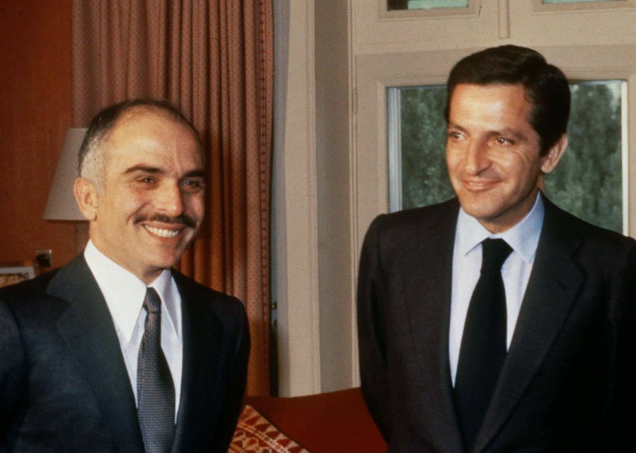 Visita oficial del rey Hussein de Jordania, en febrero de 1980.