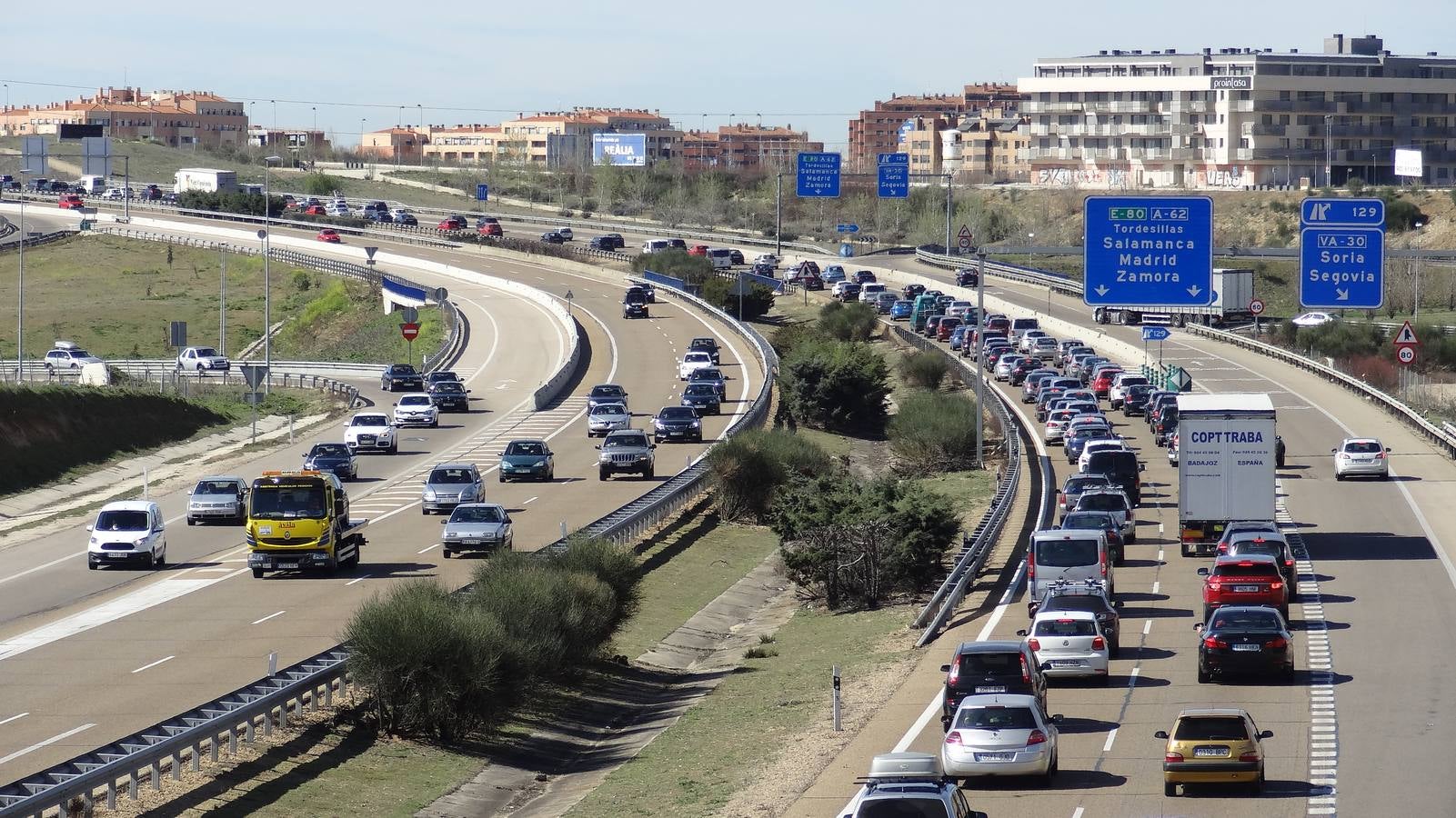 Un accidente en la A-62 a la altura de Geria (Valladolid) provoca retenciones