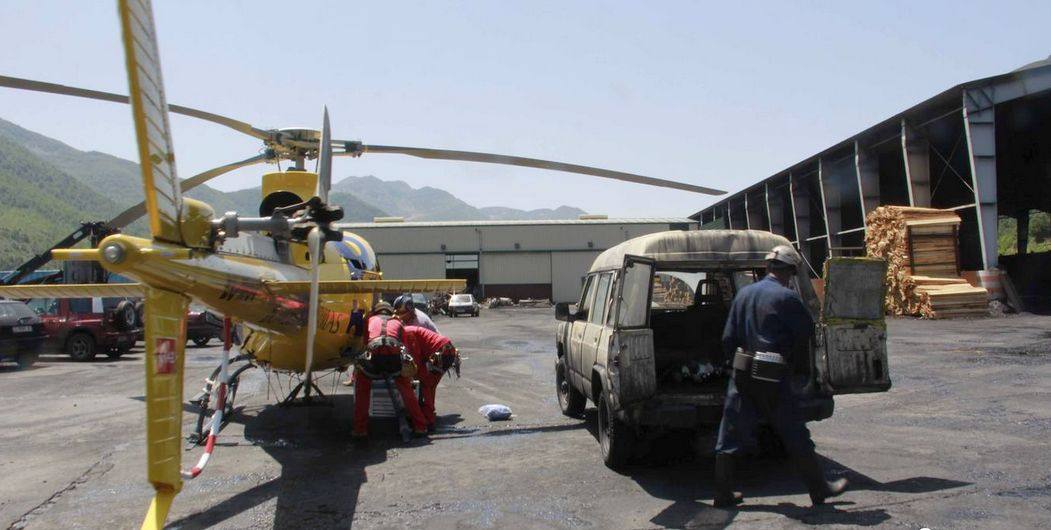 Dispositivo para rescatar a un minero en el pozo de Cerredo (León)