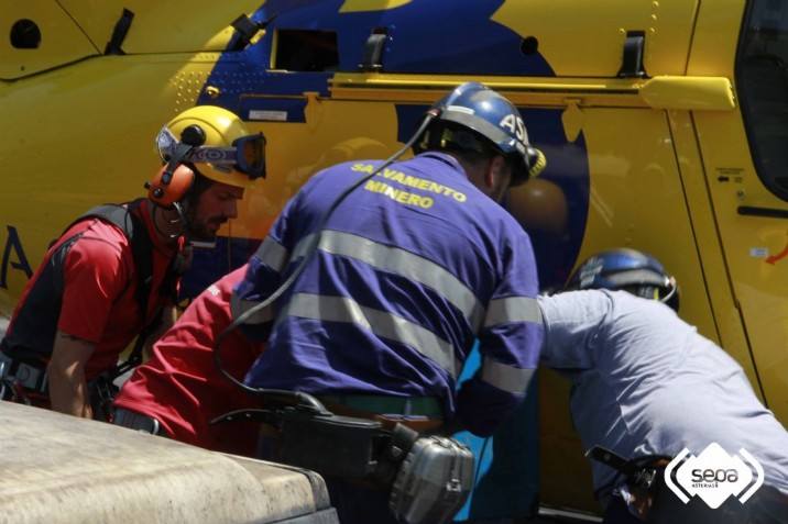 Dispositivo para rescatar a un minero en el pozo de Cerredo (León)