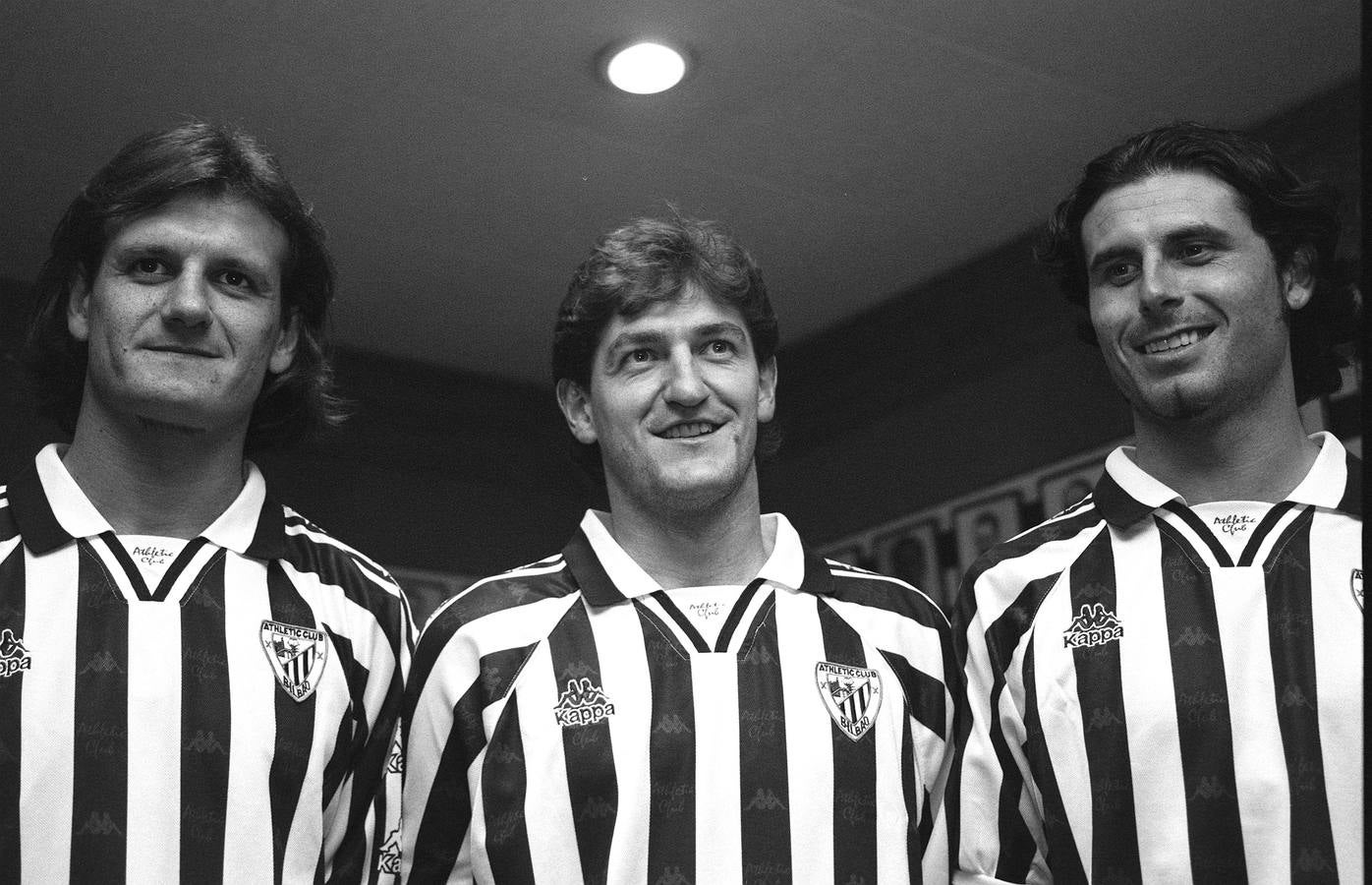 27.06.97 Patxi Ferreira, Mikel Lasa y Rafael Alkorta, los tres nuevos fichajes del Athletic de Bilbao.