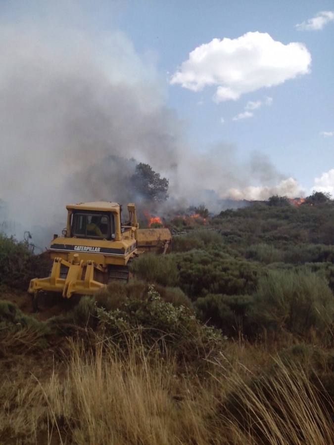 Labores de extinción del incendio declarado en Candeleda (Ávila)