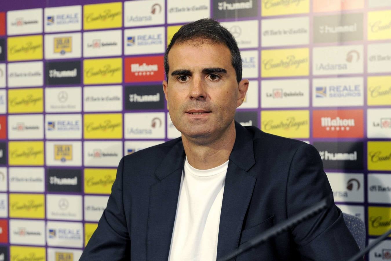 07.07.15 Gaizka Garitano, durante su presentacion como nuevo entrenador del Real Valladolid.