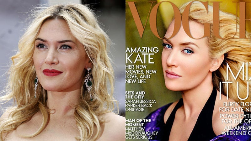 Vogue retocó tanto la cara de Kate Winslet que las arrugas desaparecieron por arte de magia.