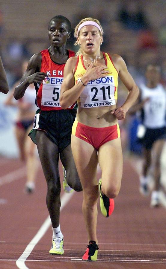 09.08.01 Marta Domínguez durante la serie de clasificación para la final de los 5.000 metros del Campeonato del Mundo de Atletismo de Edmonton.