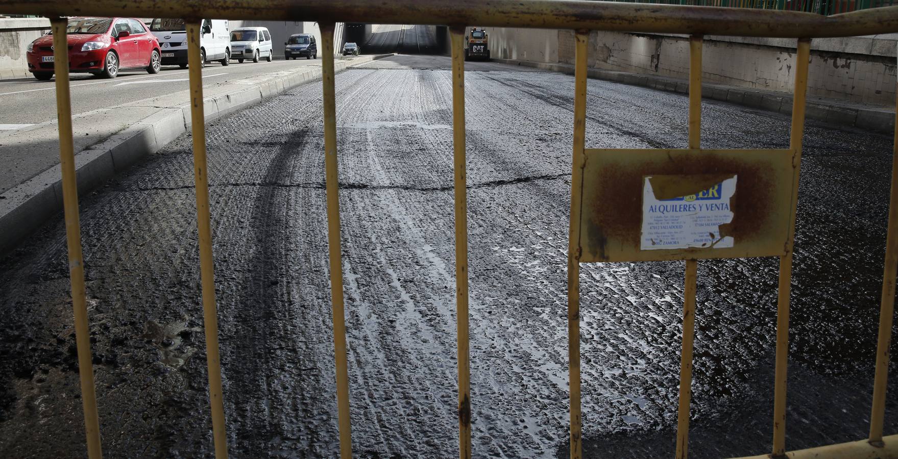 Obras de asfaltado para habilitar un tercer carril en la Circular