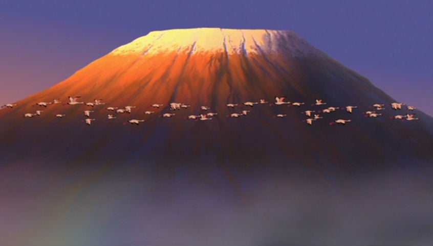 El Rey León. El inconfundible Kilimanjaro.