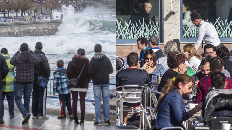 Santander. El año pasado, temporal en El Sardinero. Este año, disfrutando de la terrazas.