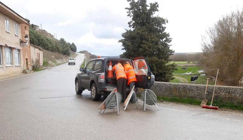 Desbordamiento del río Arlanza a su paso por Palenzuela (Palencia)