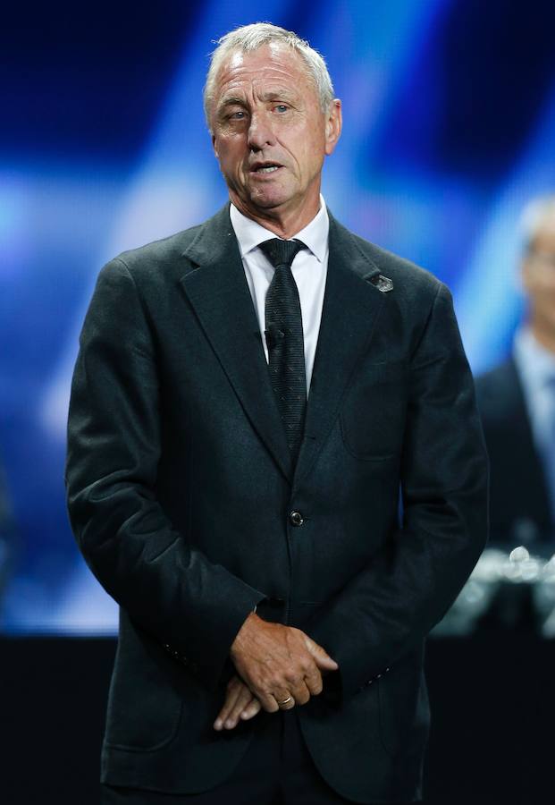 Johan Cruyff, durante el sorteo de la UEFA 2013/2014 Champions League.