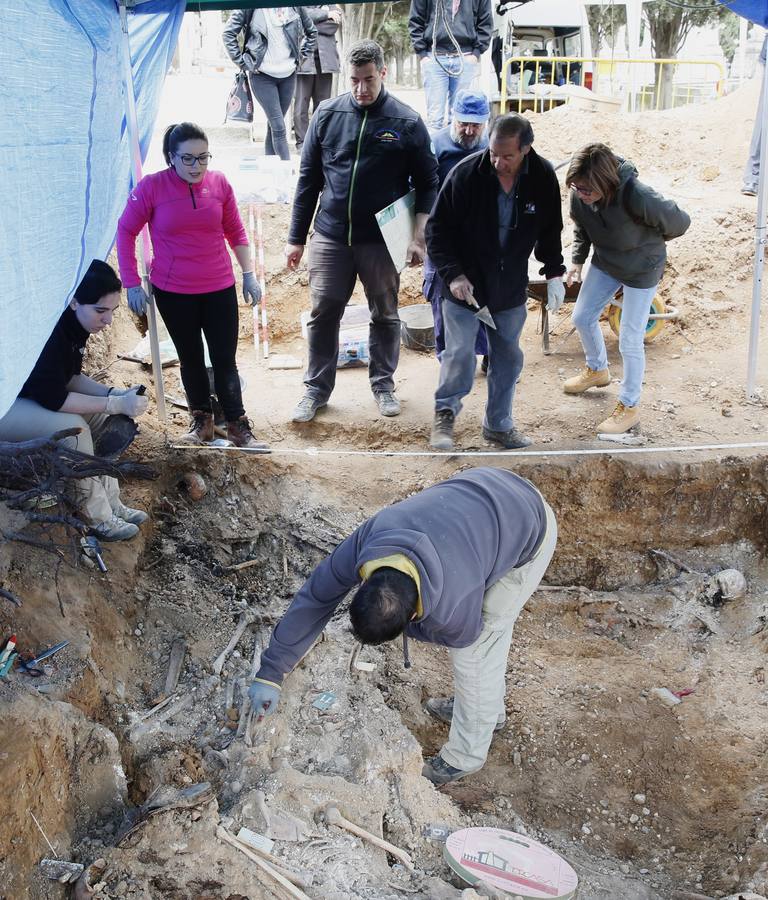Trabajos de exhumación en una fosa común del Cementerio de El Carmen