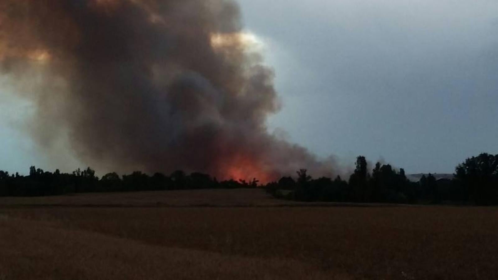 Incendio entre Cubillas (Valladolid) y Dueñas (Palencia)