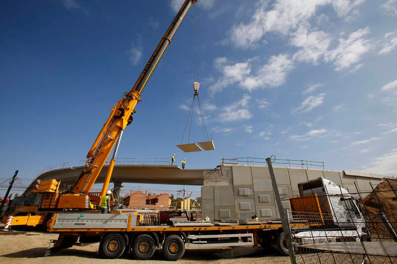 Obras de la pasarela de Los Tres Pasos en Palencia