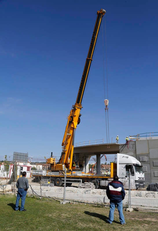 Obras de la pasarela de Los Tres Pasos en Palencia