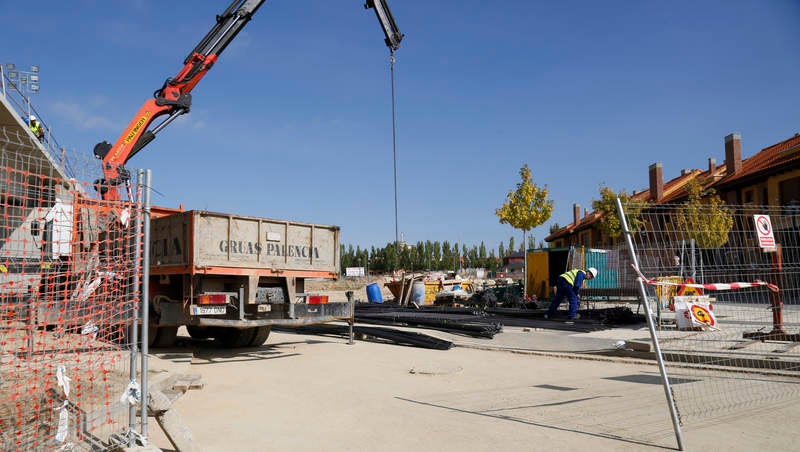 Obras de la pasarela de Los Tres Pasos en Palencia