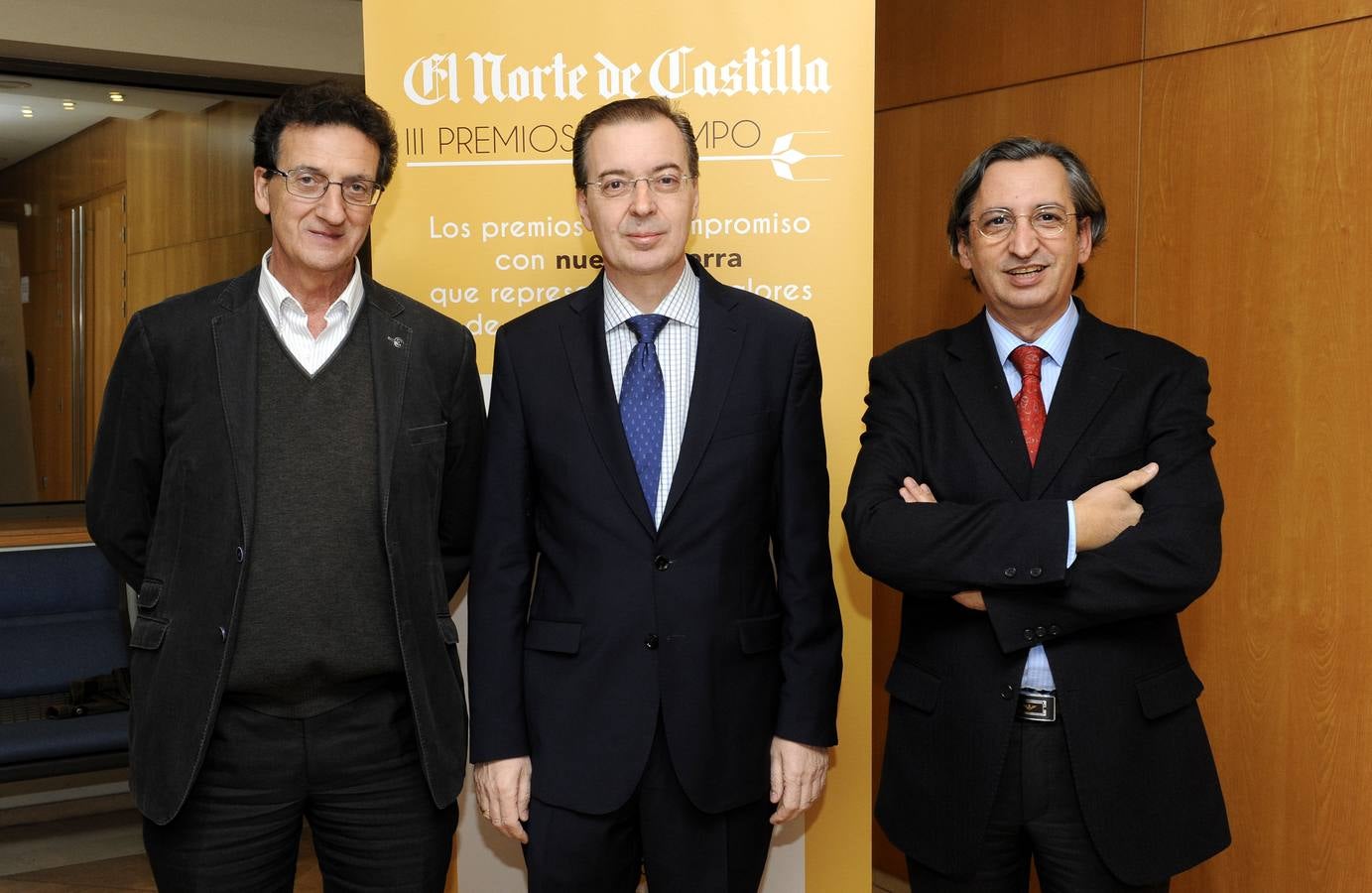 José Luis Lara y Germán Barrios, consejero y presidente del CES, respectivamente, y Juan Carlos de Margarida, presidente del Colegio de Economistas de Valladolid.