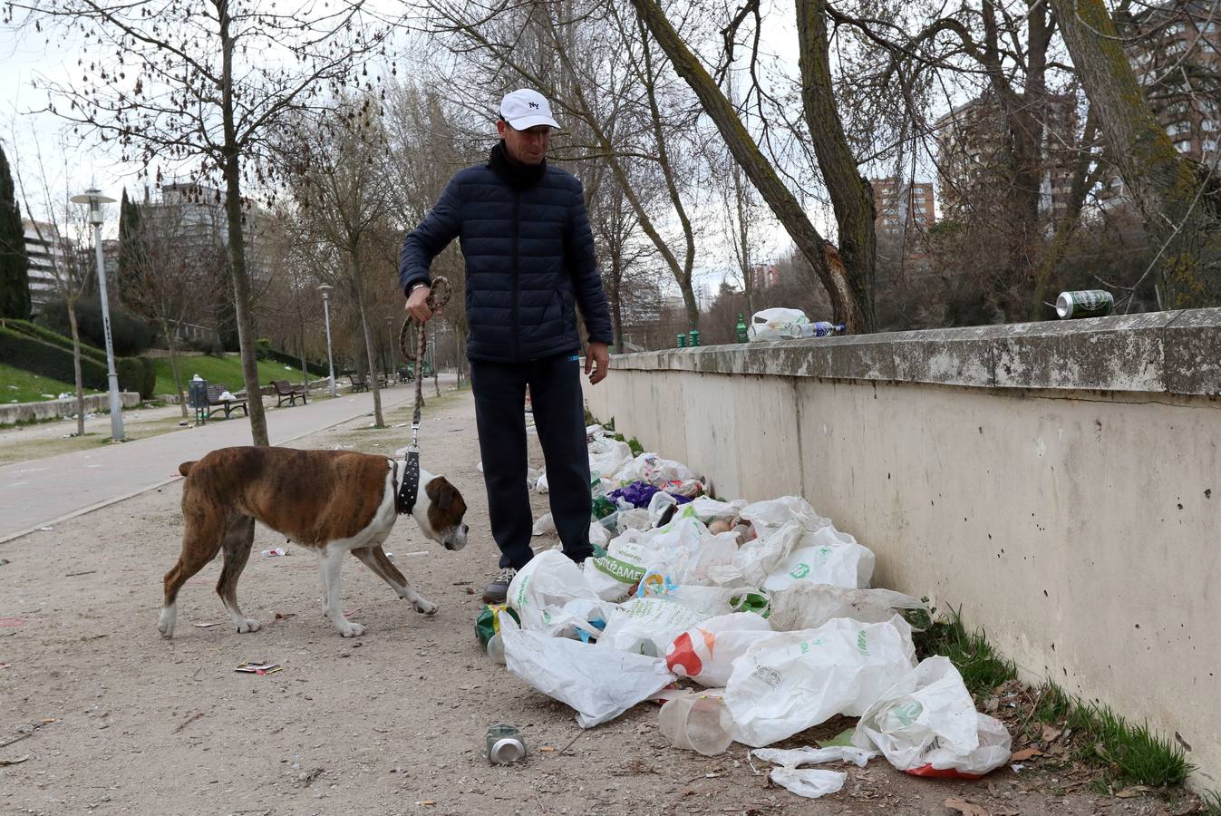 Restos del macrobotellón del lunes de carnaval en el entorno de Las Moreras