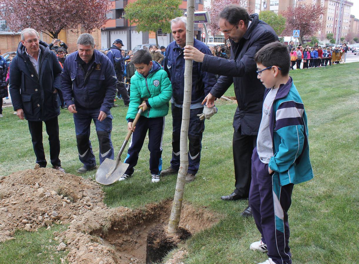 Escolares palentinos celebran el Día del Árbol