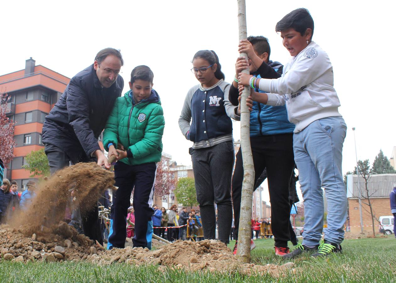 Escolares palentinos celebran el Día del Árbol