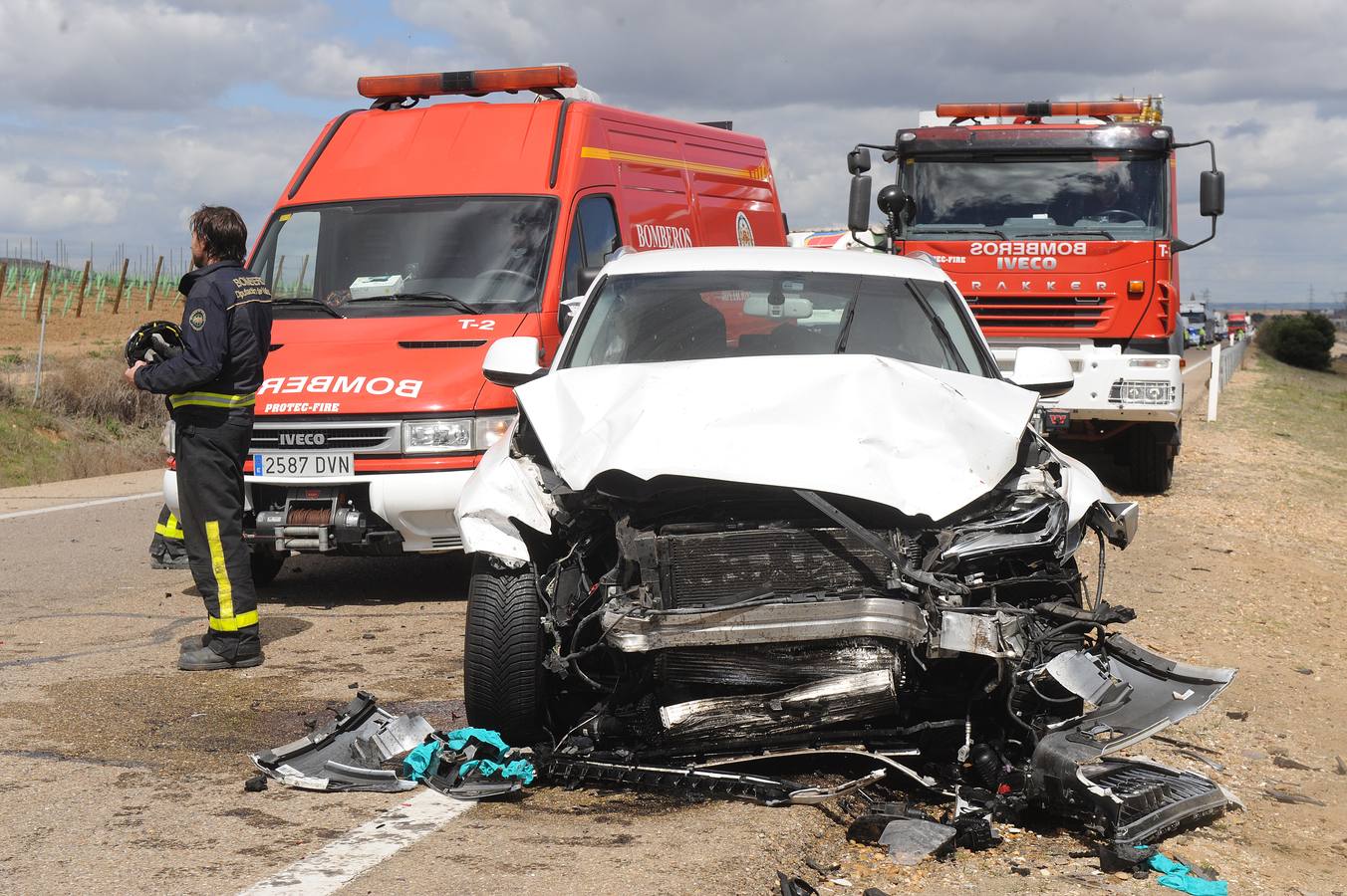 Accidente de tráfico en la A-6, a la altura de la localidad vallisoletana de Rueda