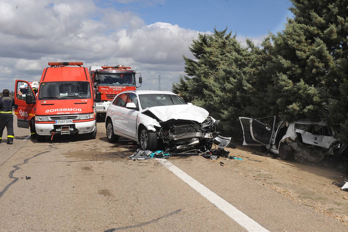 Accidente de tráfico en la A-6, a la altura de la localidad vallisoletana de Rueda