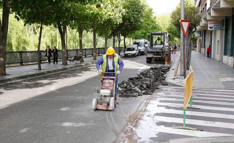Corte de tráfico en la avenida de Castilla de Palencia por las obras del colector