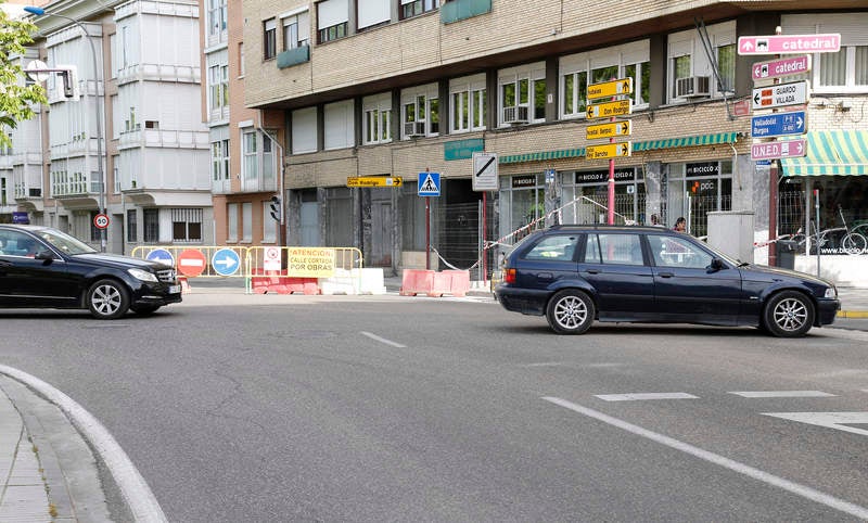 Corte de tráfico en la avenida de Castilla de Palencia por las obras del colector
