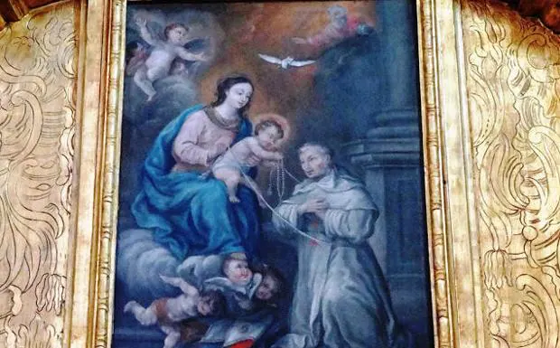 Obra sobre Simón de Rojas, del siglo XVIII, que puede verse en la iglesia de Sanchonuño. 