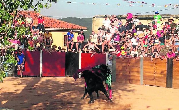 El novillero José David Cadavid mata a uno de los novillos. 