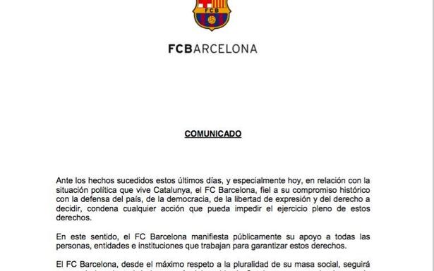 El comunicado del FC Barcelona.