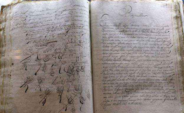 Documento que se exhibe en el Archivo Provincial. Antonio de Torre