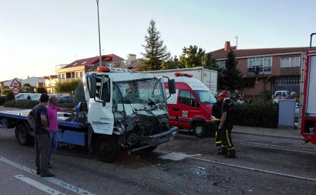 Dos camiones implicados en un accidente en Peñafiel